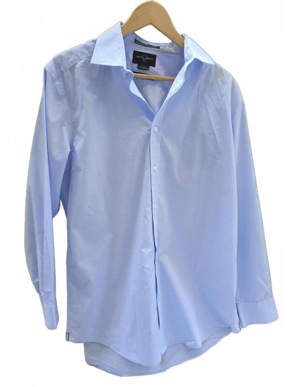 Black Brown 1826 Men's Light Blue 100% Cotton Long Sleeve Dress Shirt 16.5